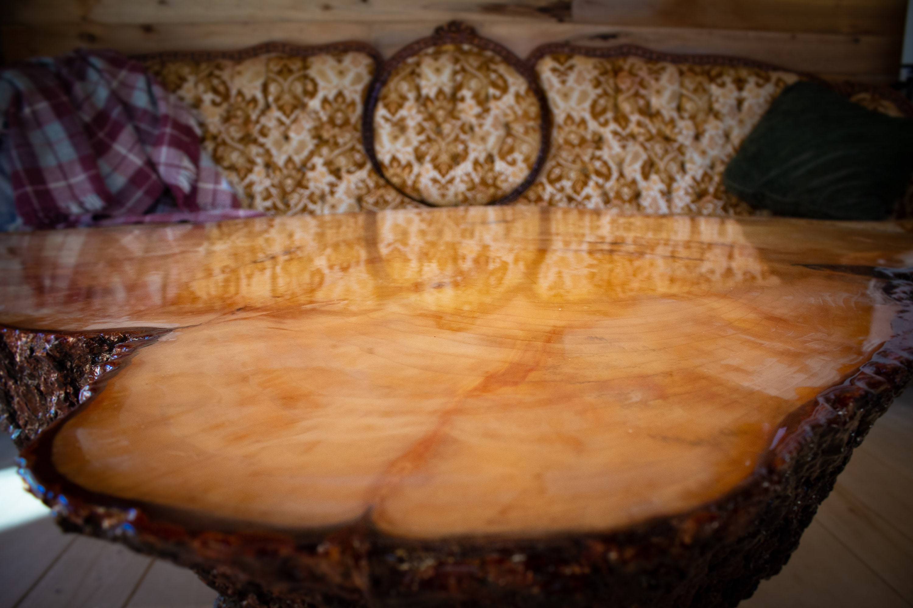 Log coffee table epoxy finish Etsy