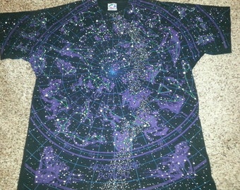 VTG 90's Liqid Blue Hemisphere Boreal Austral ASTRONOMY ASTROLOGY glows in the dark