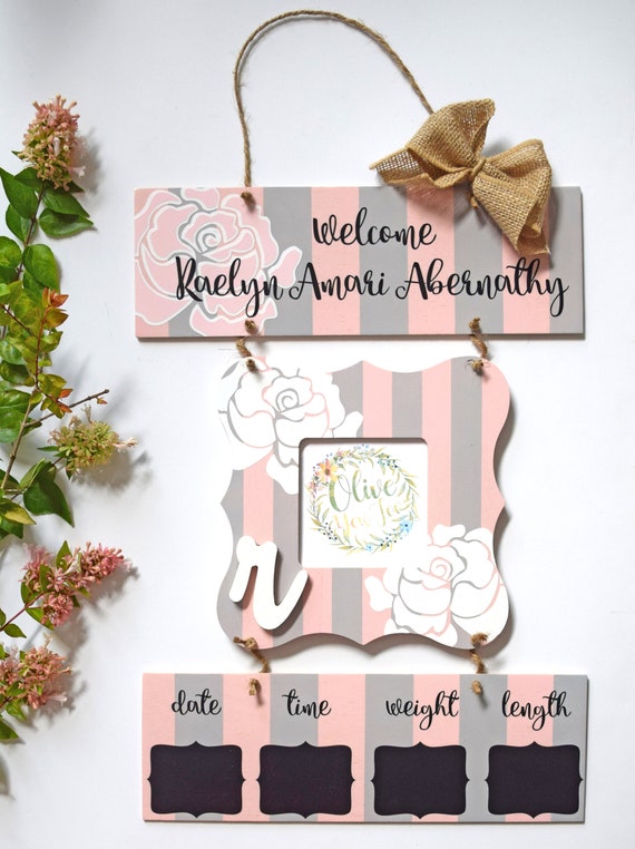 Newborn Birth Announcement Its A Girl Hospital Door Hanger Sign