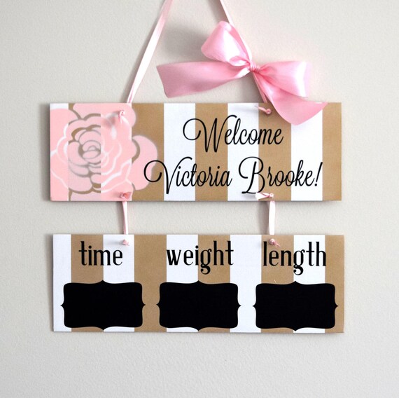 12 X 10 Welcome Baby Girl White Gold Hospital Etsy