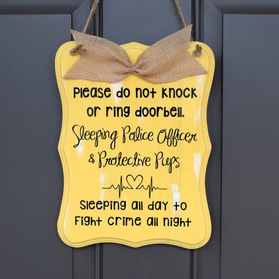 Large Sleeping Police Officer Door Hanger Choose Your Color Policeman Door Hanger Night Shift Door Sign Police Officer Gift