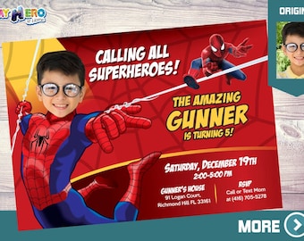 Spider-man Birthday Invitation, Spider-man Party, Spider-man Digital, Spider-man theme Party, Fiesta Hombre Araña, Spider-Man Invite, 148
