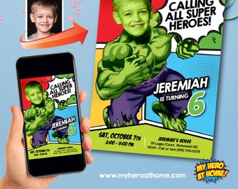 Hulk Birthday template invitation, Hulk Digital template, Custom Hulk Theme Party, Hulk Photo Invitation, Hulk Invitation, Hulk Invite. 682