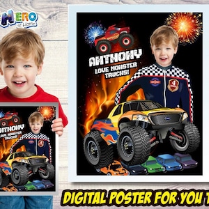 Monster Truck Print, Monster Truck Decor, Monster Jam Print, Monster Truck Room Decor, Monster Truck Gifts, Monster Truck Wall. 452B