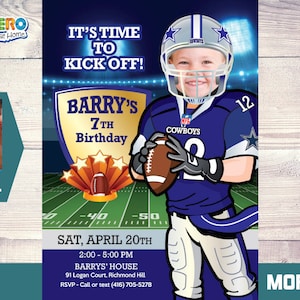 Football party Invitation, Cowboys birthday Invitation, Cowboys party Invitation, Cowboys Digital Invitation, Football theme party. 421
