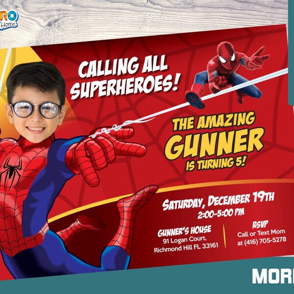 Spider-man Birthday Invitation, Spider-man Party, Spider-man Digital, Spider-man theme Party, Fiesta Hombre Araña, Spider-Man Invite, 148