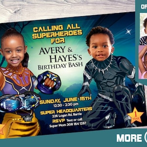 Black Panther and Shuri Invitation, Black Panther Siblings Party, Shuri and Black Panther Birthday, Brother and Sister Black Panther. 175