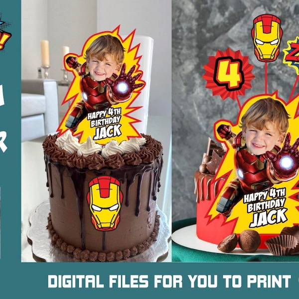 Iron Man Cake topper, Iron Man printable cake topper, Iron Man cake decoration, Iron Man personalized cake, Iron Man DIY Party. 537