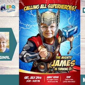 Thor Birthday Invitation, Thor theme party, Thor Digital Invitation, Thor Invitation, Thor Party Invitation, Fiesta de Thor. 154