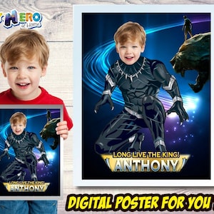 Black Panther Photo Poster, Black Panther Print with photo, Black Panther Wall Decor, Printable Black Panther Gifts Prints. 529B
