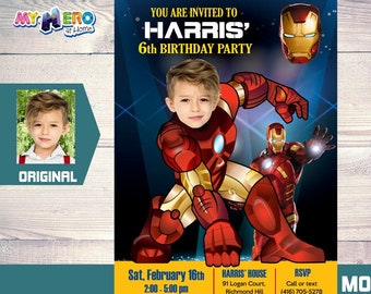 Ironman Birthday Invitation, Ironman Party, Ironman Digital, Ironman Virtual, Ironman Theme party, Ironman Invitation. 096