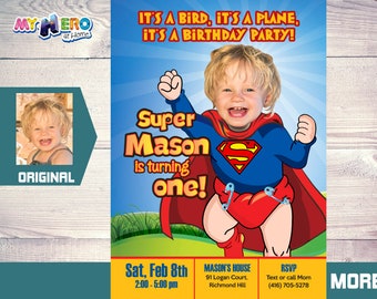 Baby Superman Birthday Invitation 1st Super Birthday Turn Etsy