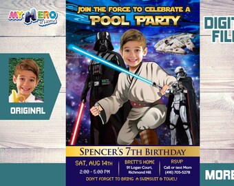 Personalized Star Wars Jedi Pool Party Invitation (Digital Download) 016