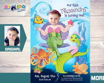 Mermaid Birthday Invitation. Mermaid Theme Party. Mermaid Invitation. Baby Mermaid party. Mermaid digital invitation. 237