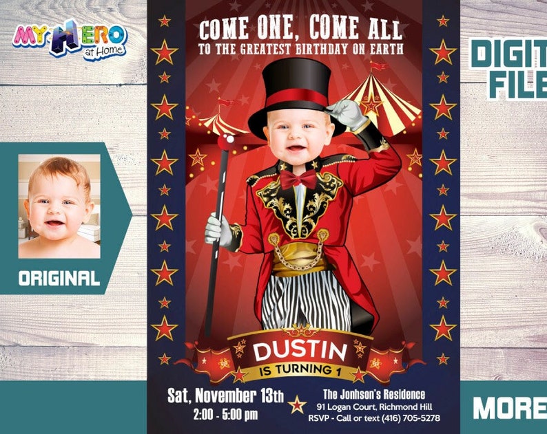 Circus Party Invitation Ringmaster Invitation Carnival Birthday Invitation The greatest show birthday Circus theme birthday
