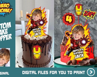 Iron Man Cake topper, Iron Man printable cake topper, Iron Man cake decoration, Iron Man personalized cake, Iron Man DIY Party. 537
