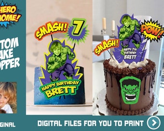 Hulk Cake topper, Hulk printable cake topper, Hulk cake decoration, Avengers cake topper, hulk personalized cake topper, Hulk DIY Party. 533