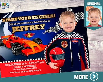 Race Car Birthday Invitation, Race Car Digital Invitation, Sports Car Birthday, Race Car photo invitation, cars photo invitation. 318