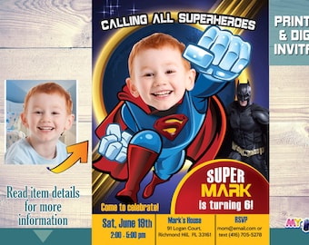 Baby Superman Birthday Invitation 1st Super Birthday Turn Etsy