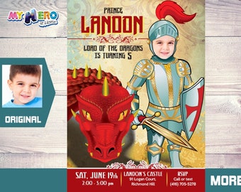 Medieval Knight Birthday Invitation, Dragons Birthday Birthday, Dragons Knights Birthday, Knights Digital Invitation. 218