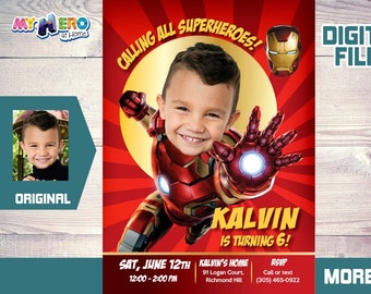 Iron Man Birthday Invitation, Iron man Party Invitation, Iron Man Digital Invitation, Ironman invitation, Ironman birthday invitation. 098