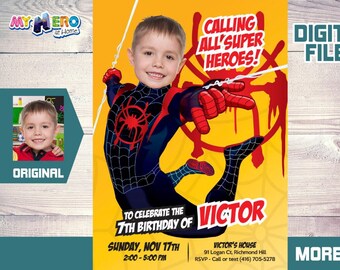 Miles Morales Invitation, Miles Morales digital invitation, Miles Morales Bday, Miles Morales themed birthday, Spiderverse invitation. 401