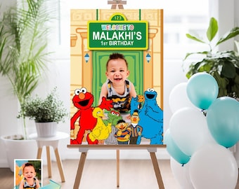 Personalized Sesame St Welcome Sign with photo (Made to Order). 2447WS3
