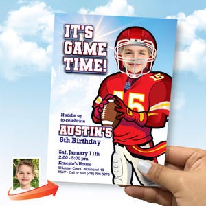 Chiefs Birthday Party Invitation with photo, Chiefs Birthday template, Chiefs digital invite, Football Chiefs evite party, Chiefs theme 2217