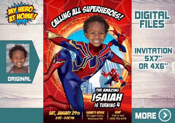 Iron Spiderman Party Invitation, Iron Spiderman Digital Invite, Iron Spider theme party, Iron Spider-man Invitation, Iron Spidey party. 554 Il_570xn