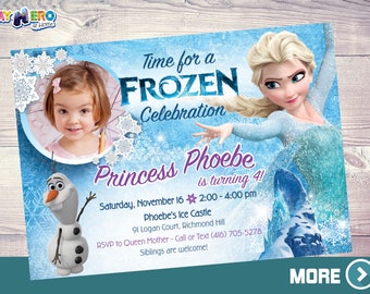 Frozen Invitation with Photo. Frozen Digital Invitation. Frozen Party Invitation. Frozen Birthday. Elsa Invitation with photo. 274