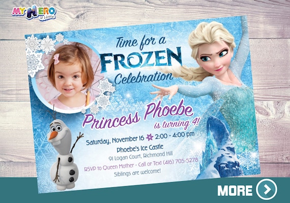 Frozen Photo Invitation. Frozen Digital Invitation. Frozen Party Invitation. Frozen Birthday Ideas. Elsa Party Ideas. Frozen party decor 274 Il_570xn