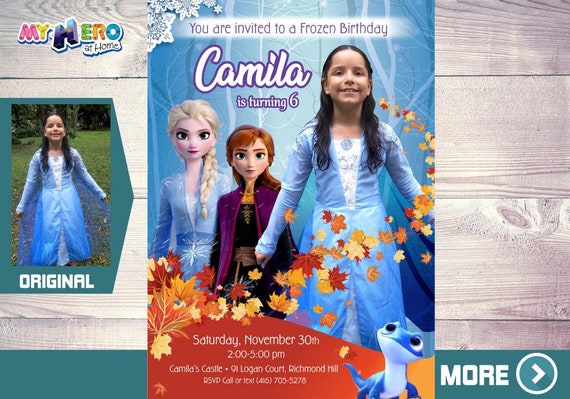 Frozen 2 Invitation. Frozen 2 Party Ideas. Frozen 2 Invitation with your little girl in her Elsa costume. Frozen II Birthday invitation. 405 Il_570xn