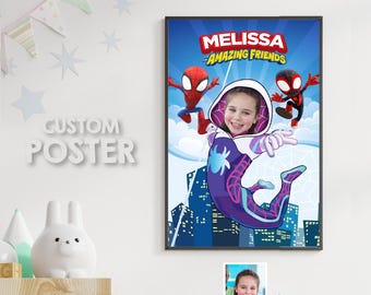 Gwen Stacy and friends Poster with girl as the star, Ghost Spidey Wall. 2039B