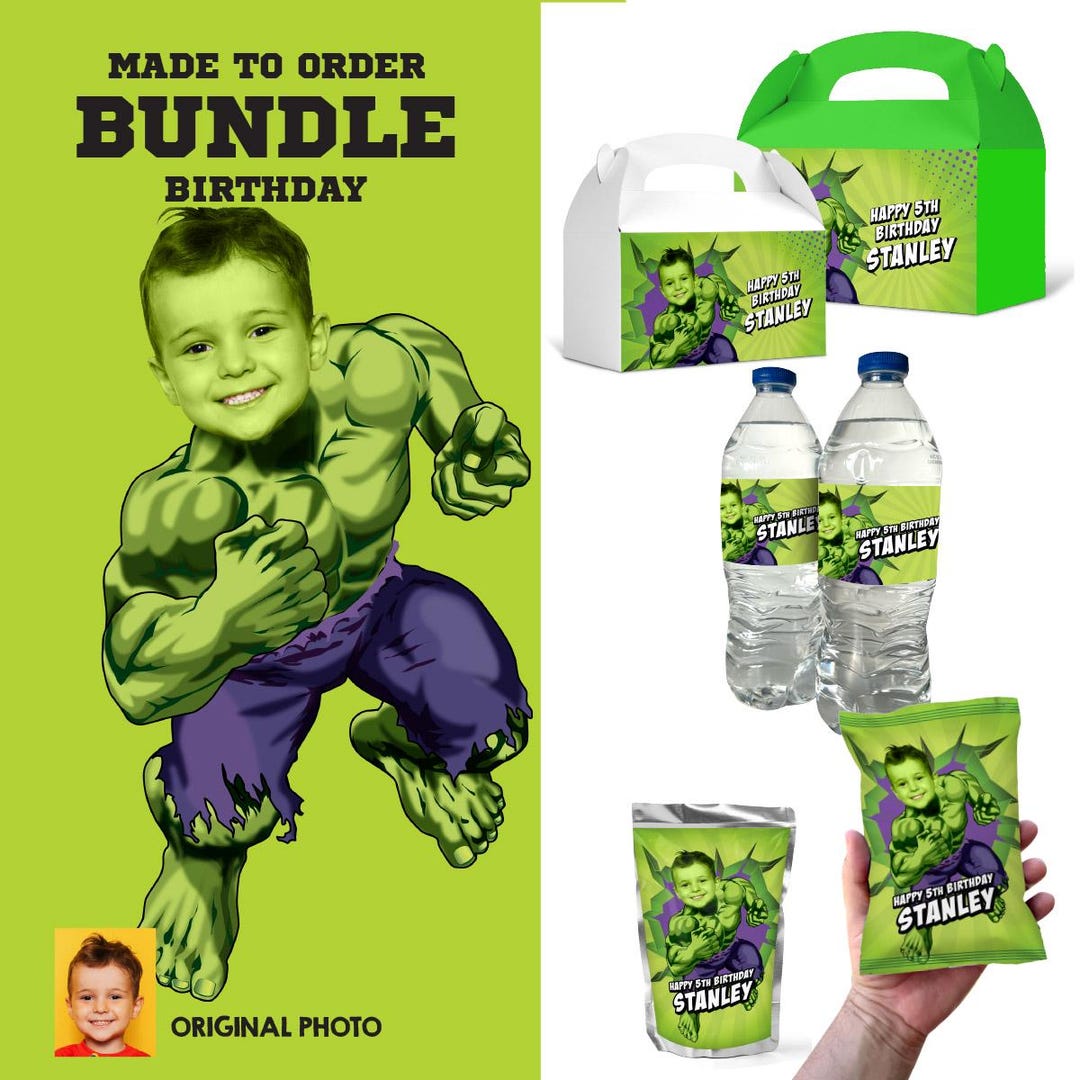 Hulk Labels Bundle Hulk Party Snacks Labels With Child as the Star: Drinks, Chips ...
