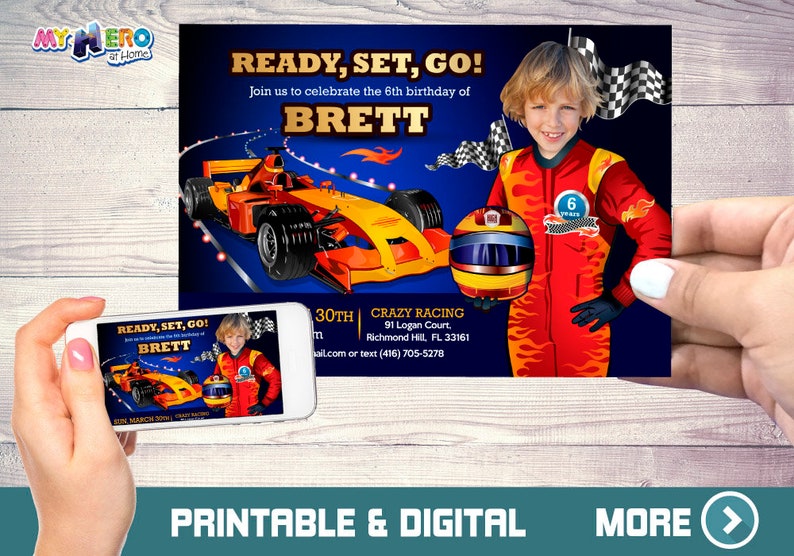 Race Car Birthday Invitation Race Car theme Party Race Car Etsy