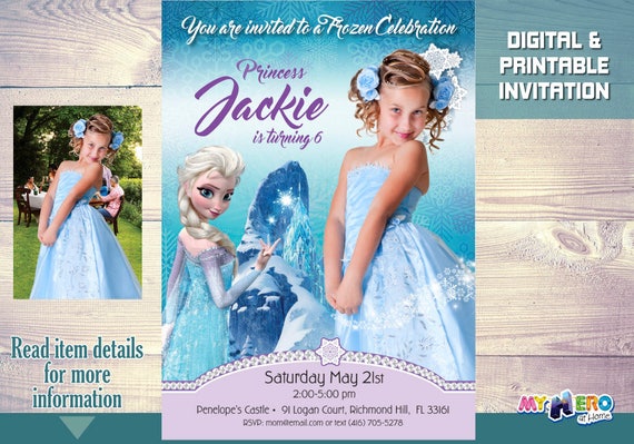 Frozen Birthday Invitation. Frozen invitation. Frozen Birthday Ideas. Your girl as Princess Elsa in her birthday invitation. 271 Il_570xn
