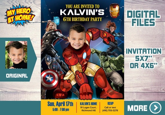 Iron man Avengers Birthday Invitation, Iron man Party, Iron Man themed Birthday, Iron Man Digital, Iron Man Invitation. 099 Il_570xn