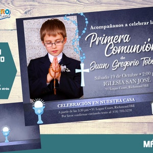 Uitnodiging voor Primera Comunion voor Ninos. 1era Communie-uitnodiging. Uitnodiging 1e tijdperk communie. Uitnodiging Digitale 1era Communie. 382SP
