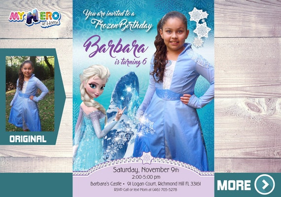 Frozen Birthday Invitation. Frozen invitation. Frozen Birthday Ideas. Your girl as Queen Elsa in her birthday invitation. 271B Il_570xn