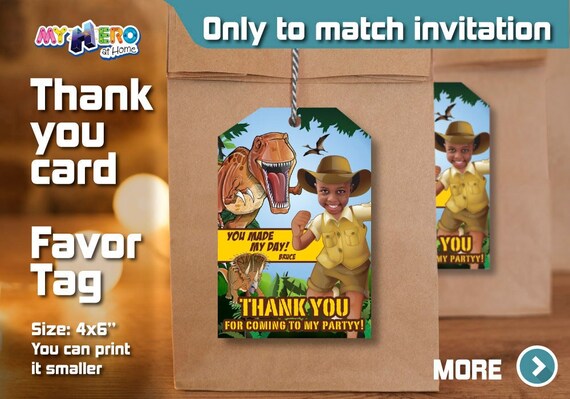 Dinosaurs Thank You card, Dinosaurs Favor Tag, Dinosaurs party favors, Dinosaurs giveaway, Dinosaurs goodie bags. 208B Il_570xn