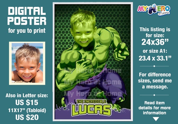 Hulk Poster, Hulk Room Decor, Hulk Wall Decor, Hulk Art Poster, Hulk Backdrop, Hulk Decal, Hulk Party decor, Printable Hulk Poster. 366 Il_570xn