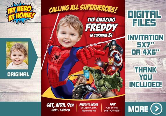 Spiderman Avengers Birthday Invitation, Spiderman Birthday, Spiderman Party, Spiderman Thank You, Spiderman Favor tags. 103C Il_570xn