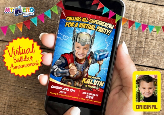 Thor Digital Birthday Invitation, Thor Virtual Party, Thor Virtual Birthday, Thor Drive By Invitation, Avengers Virtual Birthday. 154CV Il_570xn