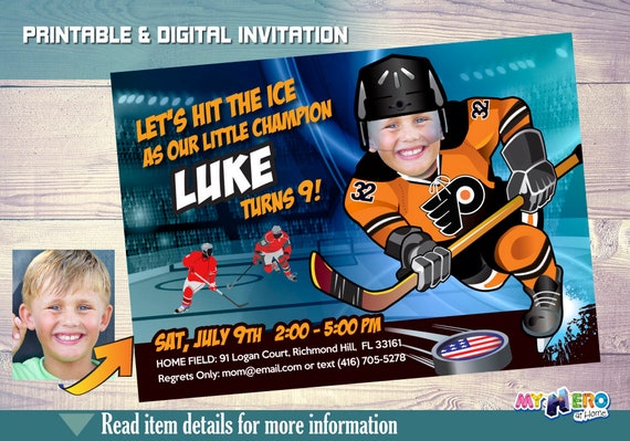 Philadelphia Flyers Invitation. Philadelphia Flyers Birthday. Hockey Birthday Invitation. Hockey Party Idea. Philadelphia Flyers Party. 305 Il_570xn