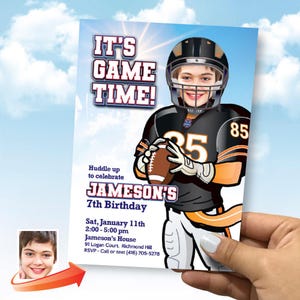 Bears Birthday Party Invitation with photo, Bears Birthday template, Bears digital invite, Football Bears evite party, Bears theme. 2200
