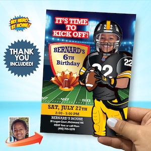 Football party Invitation, Football birthday Invitation with photo, Football flyer Invite, Football Digital, Football online invite. 920