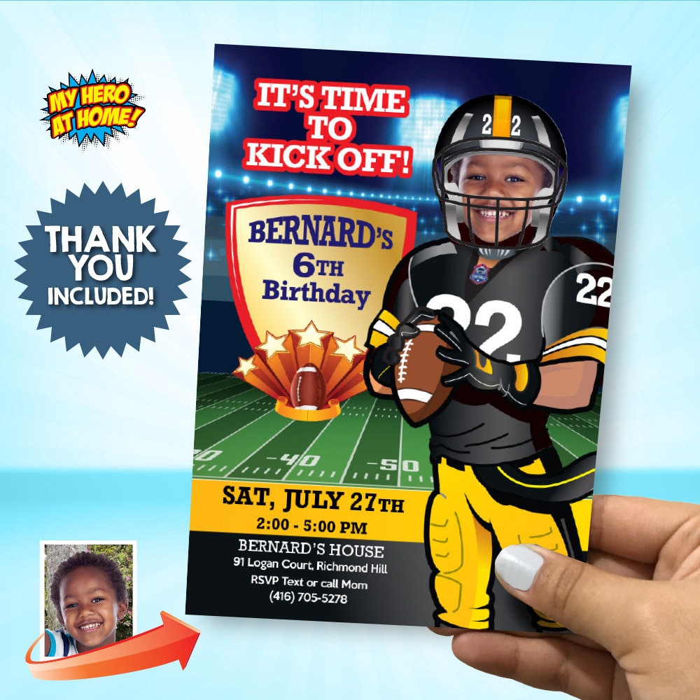 Football party Invitation, Football birthday Invitation with photo, Football flyer Invite, Football Digital, Football online invite. 920