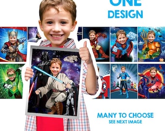 Printable Superheroes Gifts with photo, Custom Super heroes Last minute presents for kids.  2204B