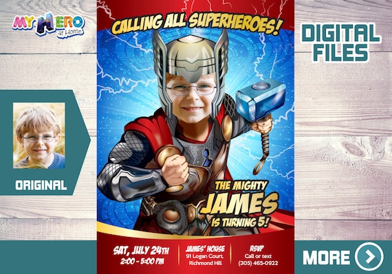 Thor Birthday Invitation, Thor theme party, Thor Digital Invitation, Thor Invitation, Thor Party Invitation, Fiesta de Thor. 154 Il_570xn