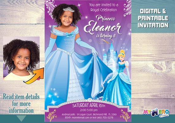 Cinderella Birthday Invitations. Your princess as beautiful as Cinderella! Turn your girl into a Princess for her Cinderella invitation. 266 Il_570xn